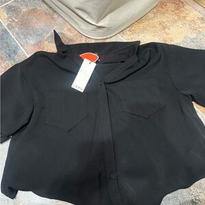 Cider Black Button-Up Top